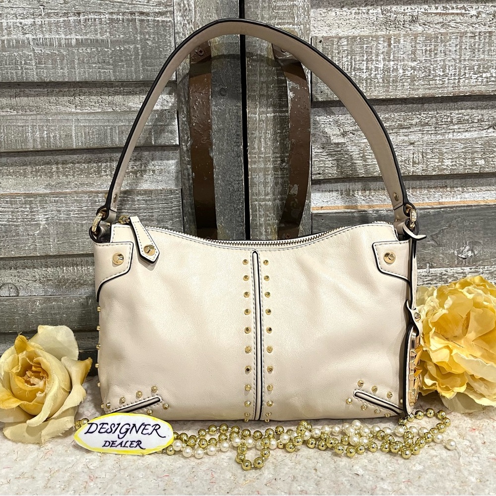 MICHAEL KORS Astor Re-Edition Leather Pouchette Bag Light Cream